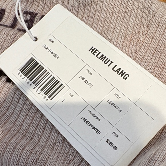 Helmut Lang Cream Logo Print Long Sleeve Top - Picture 3 of 6